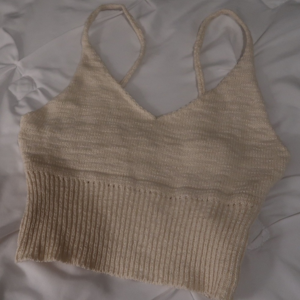 Beige Knit Crop Top